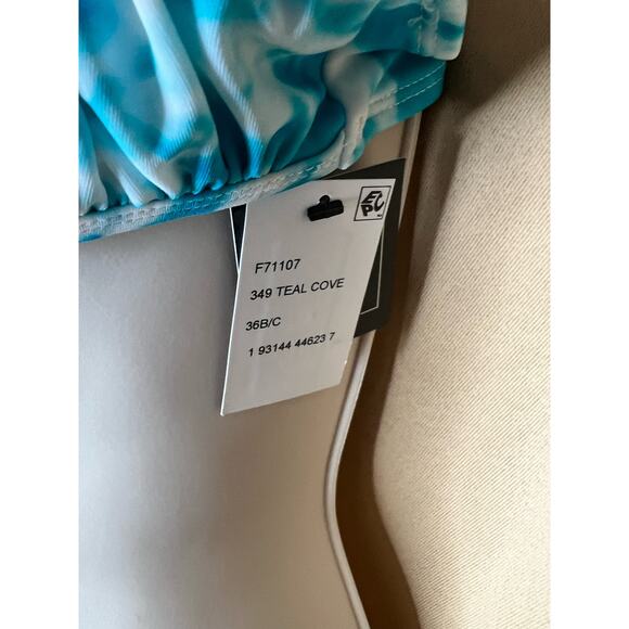 Sundazed Teal Cove Tie Dye Shirred Bikini Top and Bottom Set 36DD and L NWT df1 - Picture 12 of 12